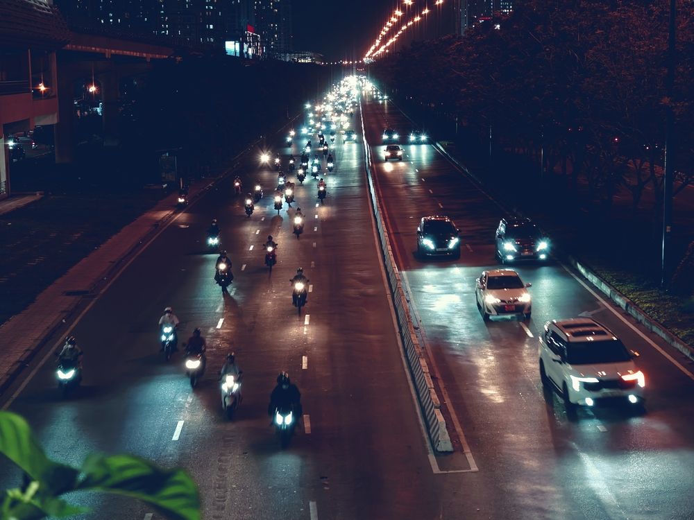 The lights and stars illuminating the road (3)