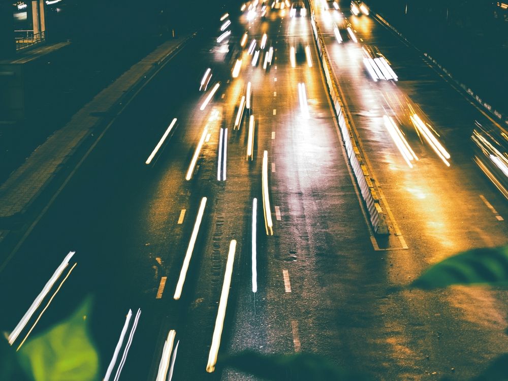 The lights and stars illuminating the road (4)
