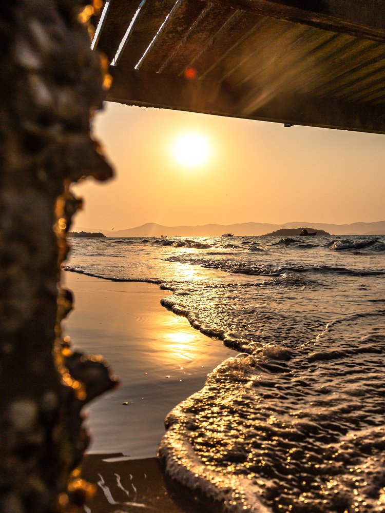 Sunset under the pier with a beautiful background