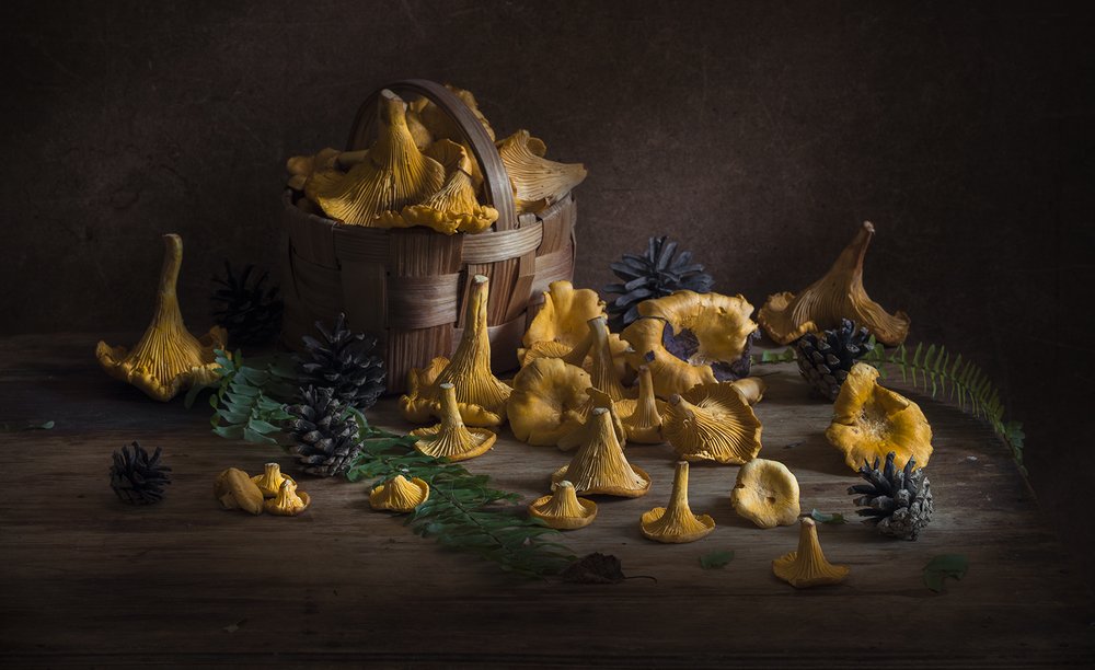 Корзина с лисичками