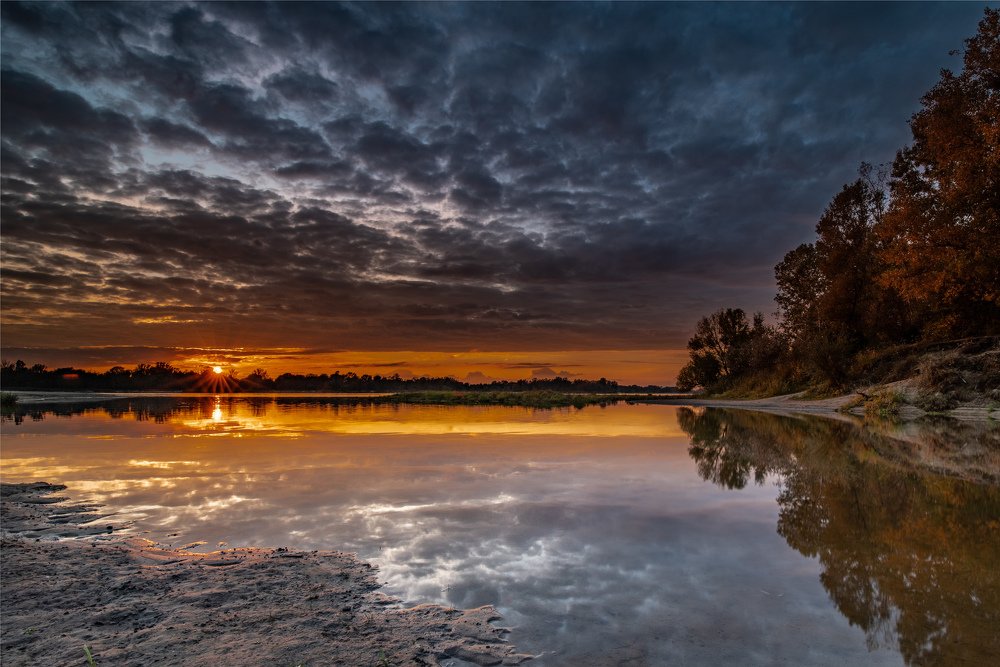 Sunset over Vistula and Świder