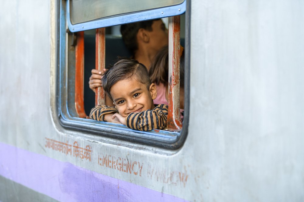 Smiles At a train station in India