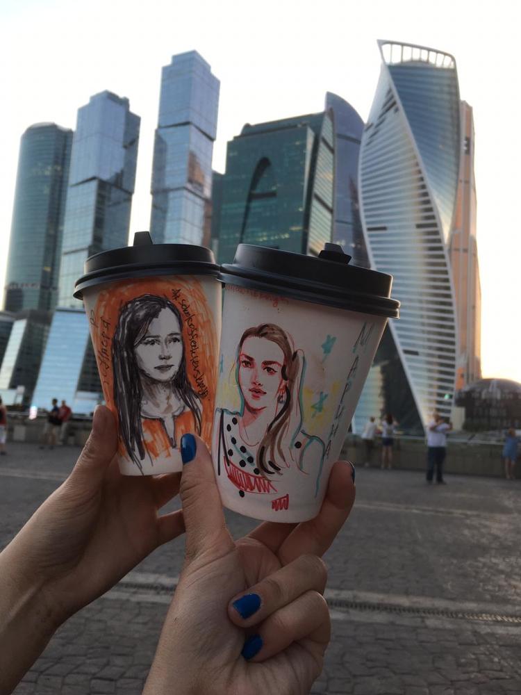 Портреты на стаканчиках с кофе