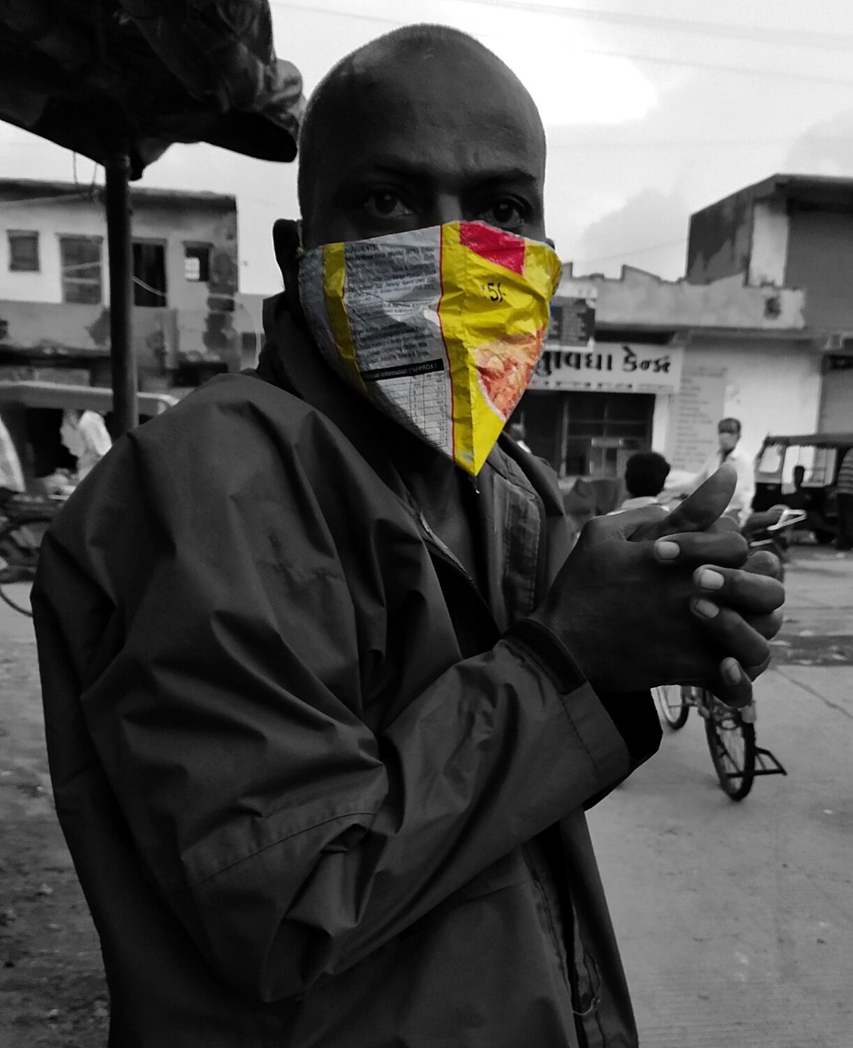 Crazy Man with plastic rapper mask