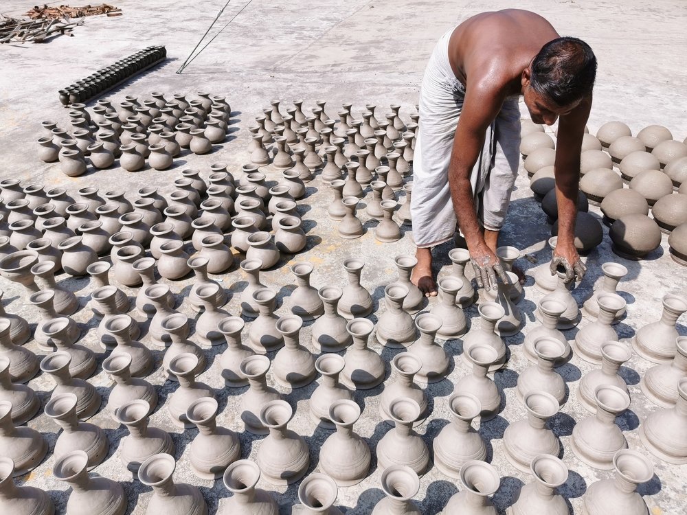 Handmade pottery in Bangladesh