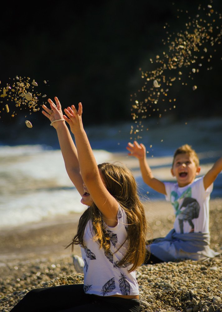 Playing on the beach