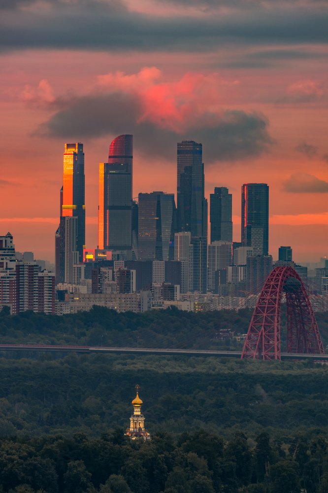 Colorful sunrise in Moscow