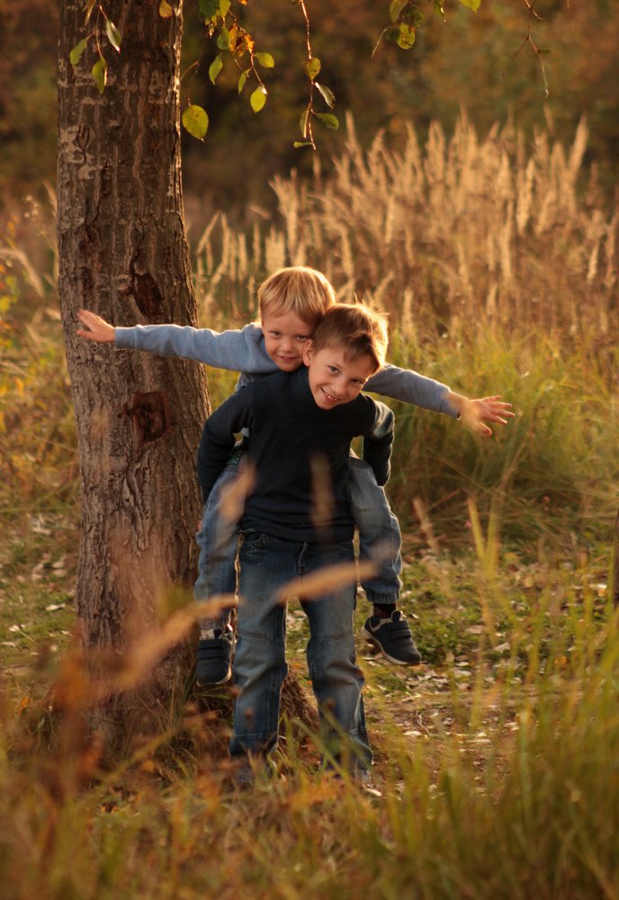 Самолет на спине у брата