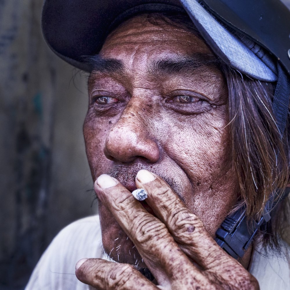 Portrait of smoking man.