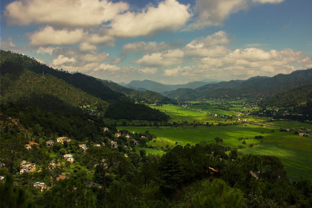 Aerial view of a rural village
