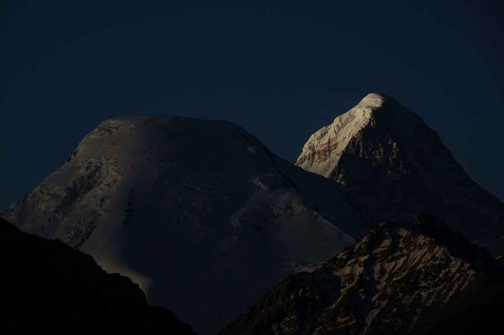 2020 year. Khan-Tengri peak in the early summer morning (from 4 to 6 hours)