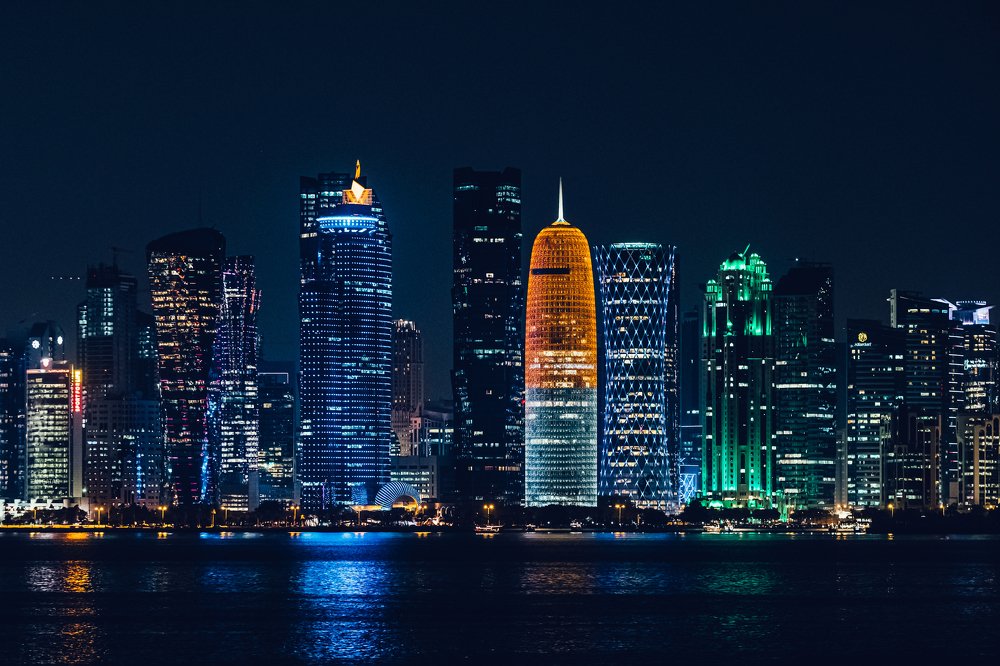 Doha Skyline By Night