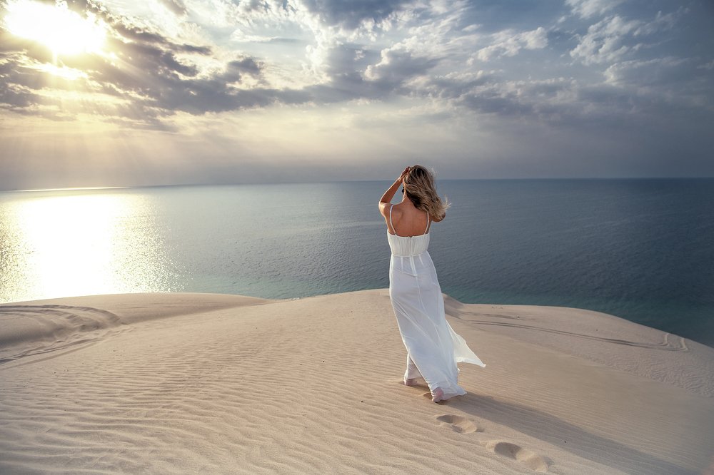 Walking girl at desert