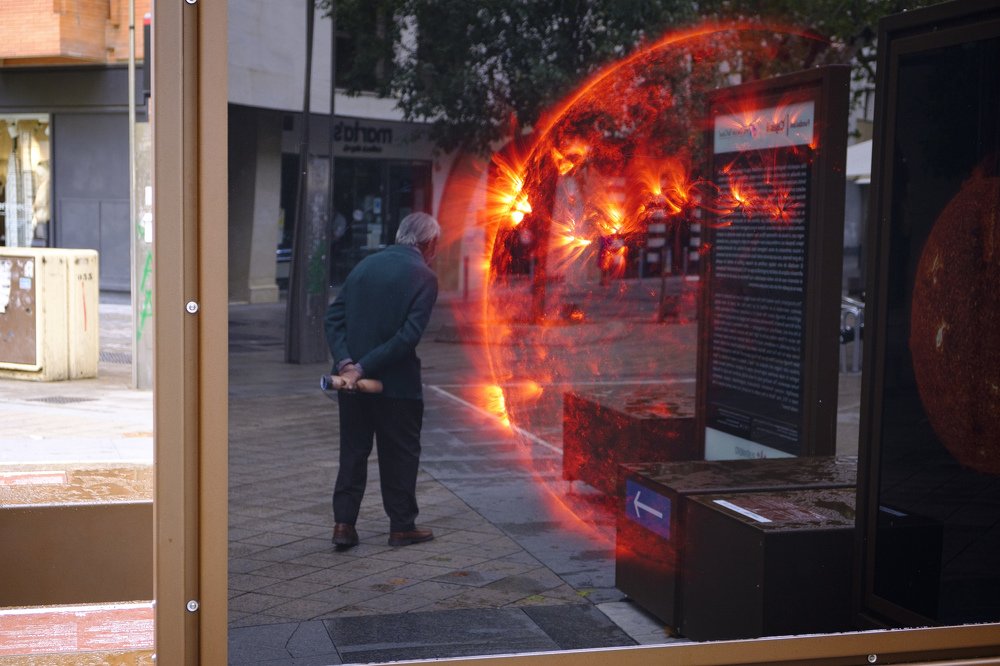 Man walks towards the sun