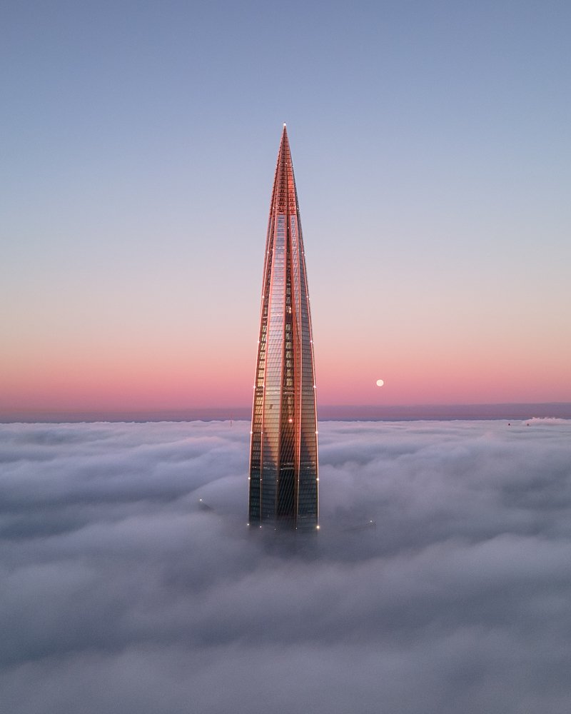 Lakhta Center in the morning fog