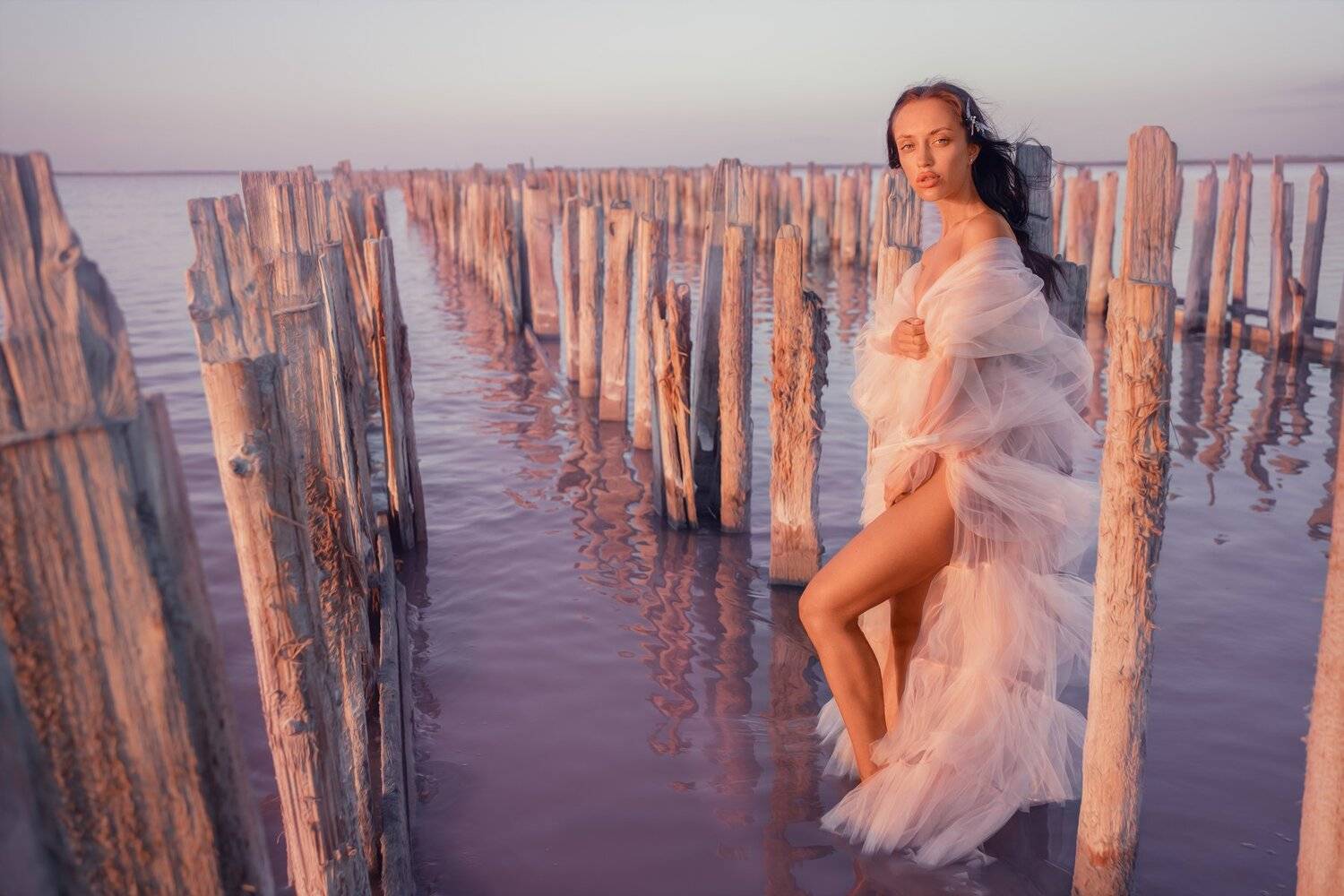 on the pink lake