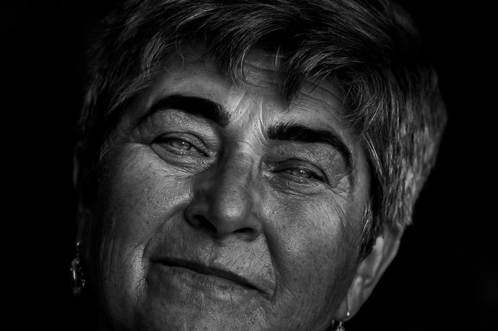 happiness on an old face