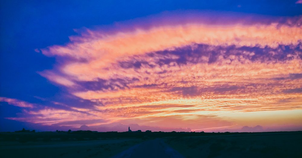 Amazing sunset in the countryside of Sidi El Heni