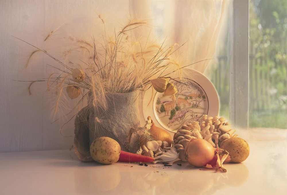 Утром, на даче.