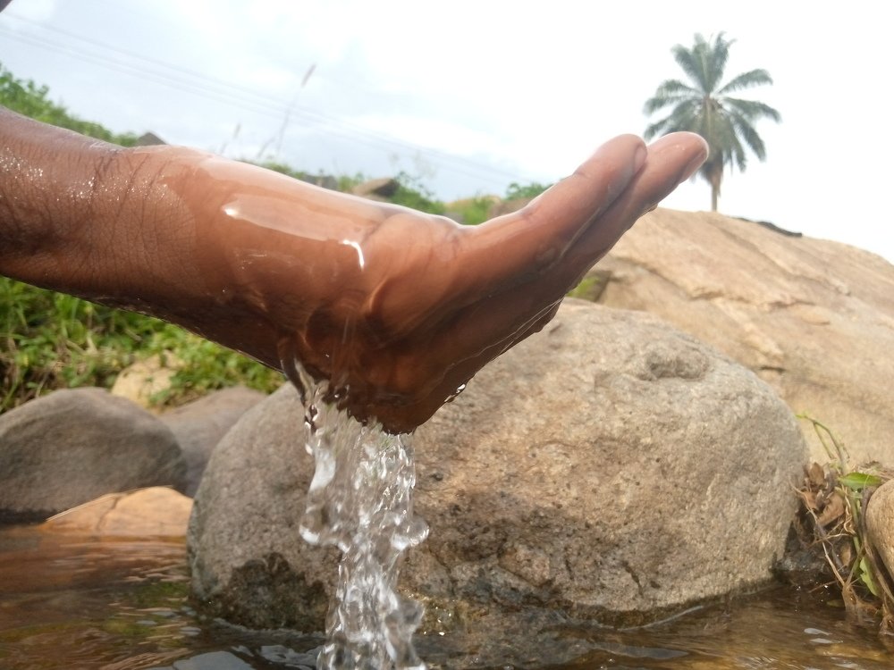 Beautiful water drip from my hands