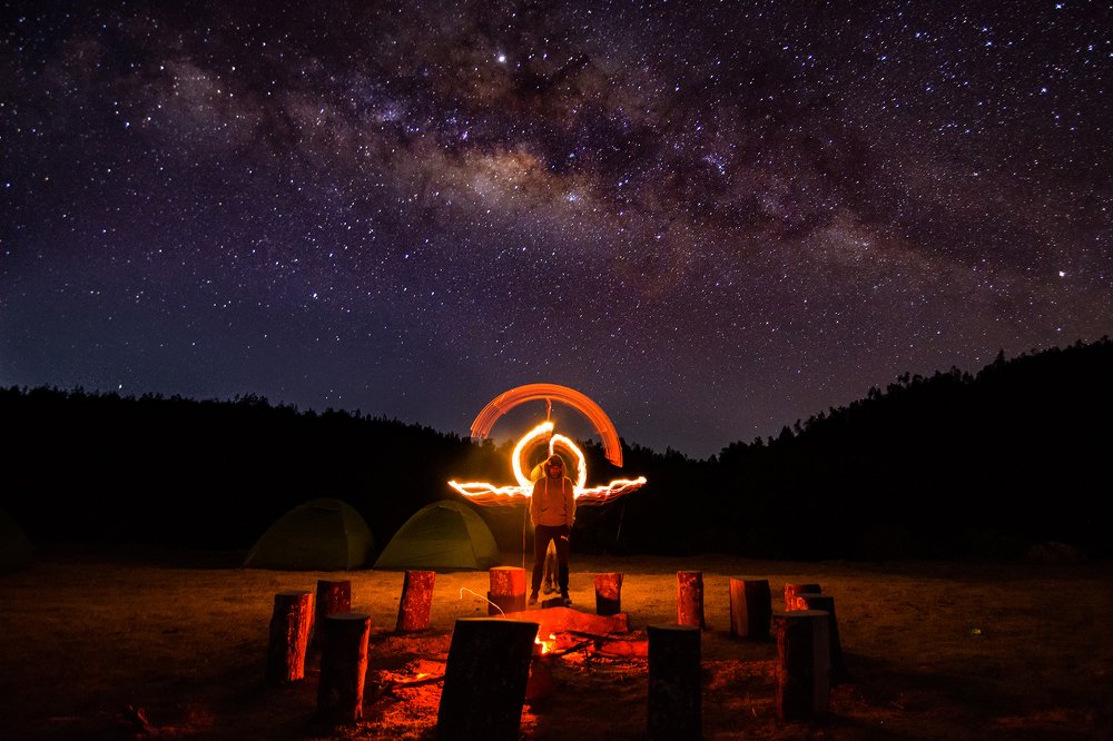 Fire painting under billion stars !