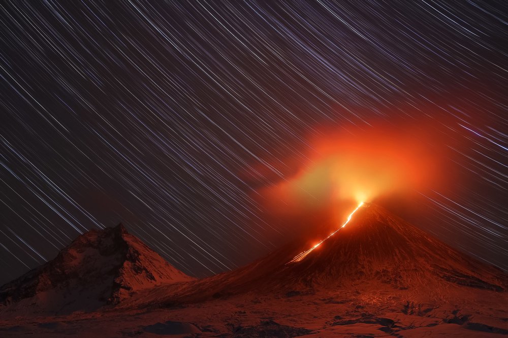 eruption of Klyuchevskaya Sopka. Извержение Ключевской сопки.