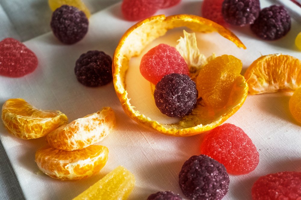 Bright jelly in orange peel