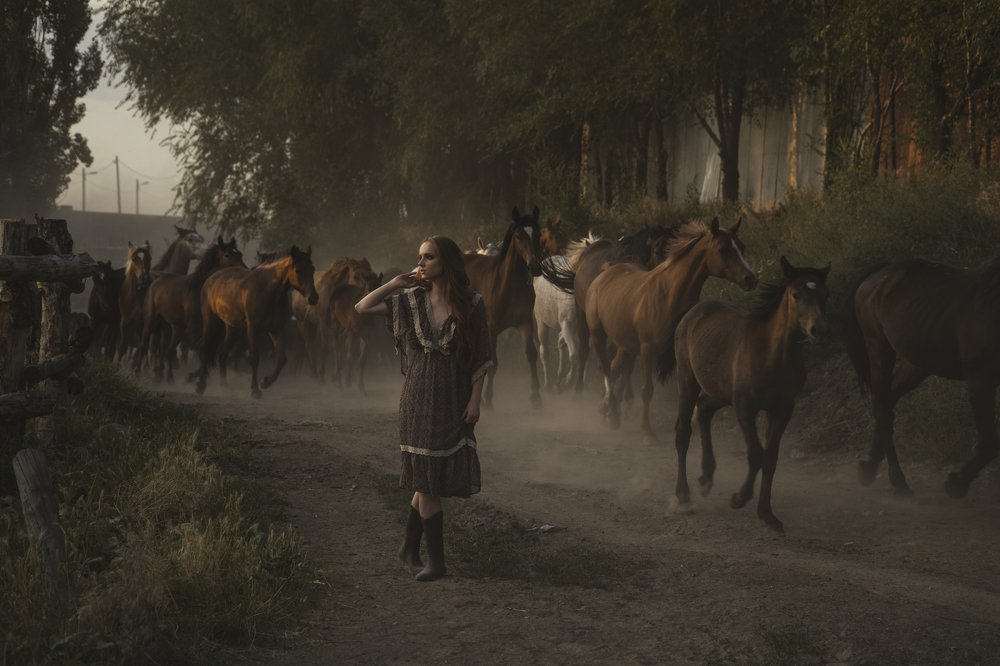 Girl and horses