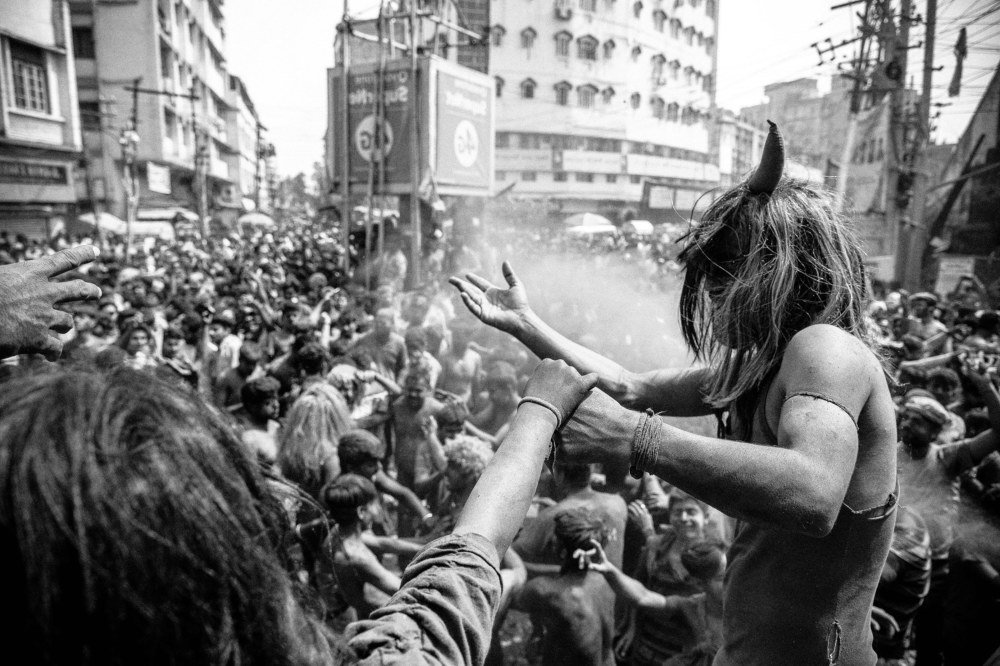 Holi Festival in Black and white