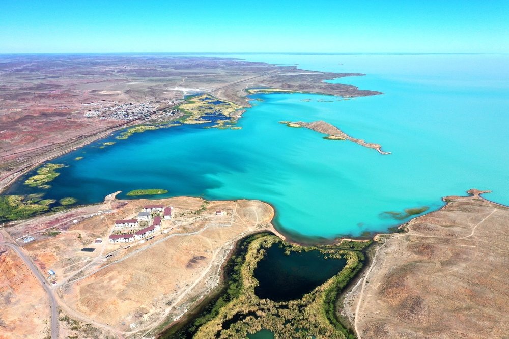 Fresh water in the western part of Lake Balkhash. Kazakhstan.