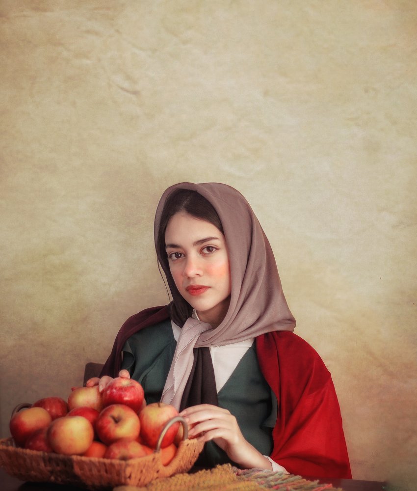 Girl with fruits