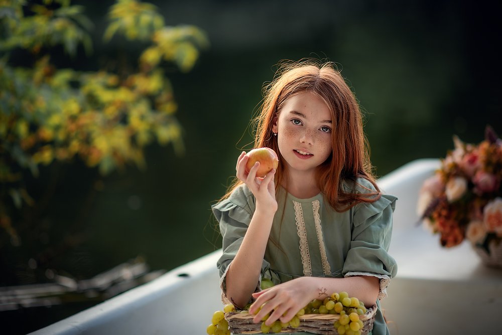 Redhead summer with freckles