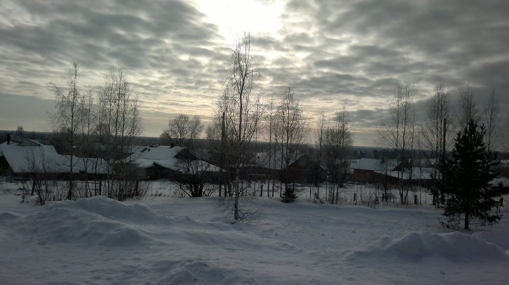 Зимнее утро в Пыщуге Костромской области.