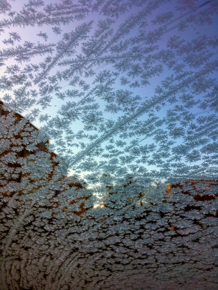 Graphical crystal ice on car glass