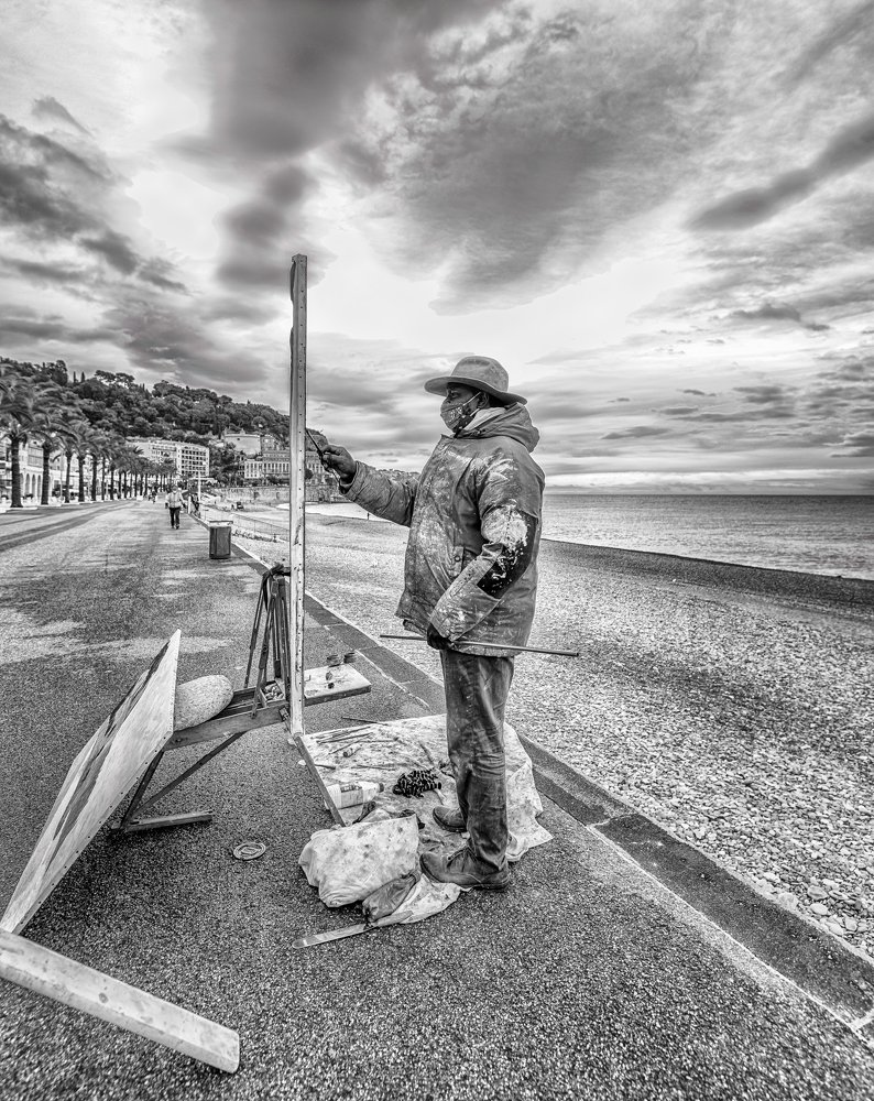 Artist is painting on the street