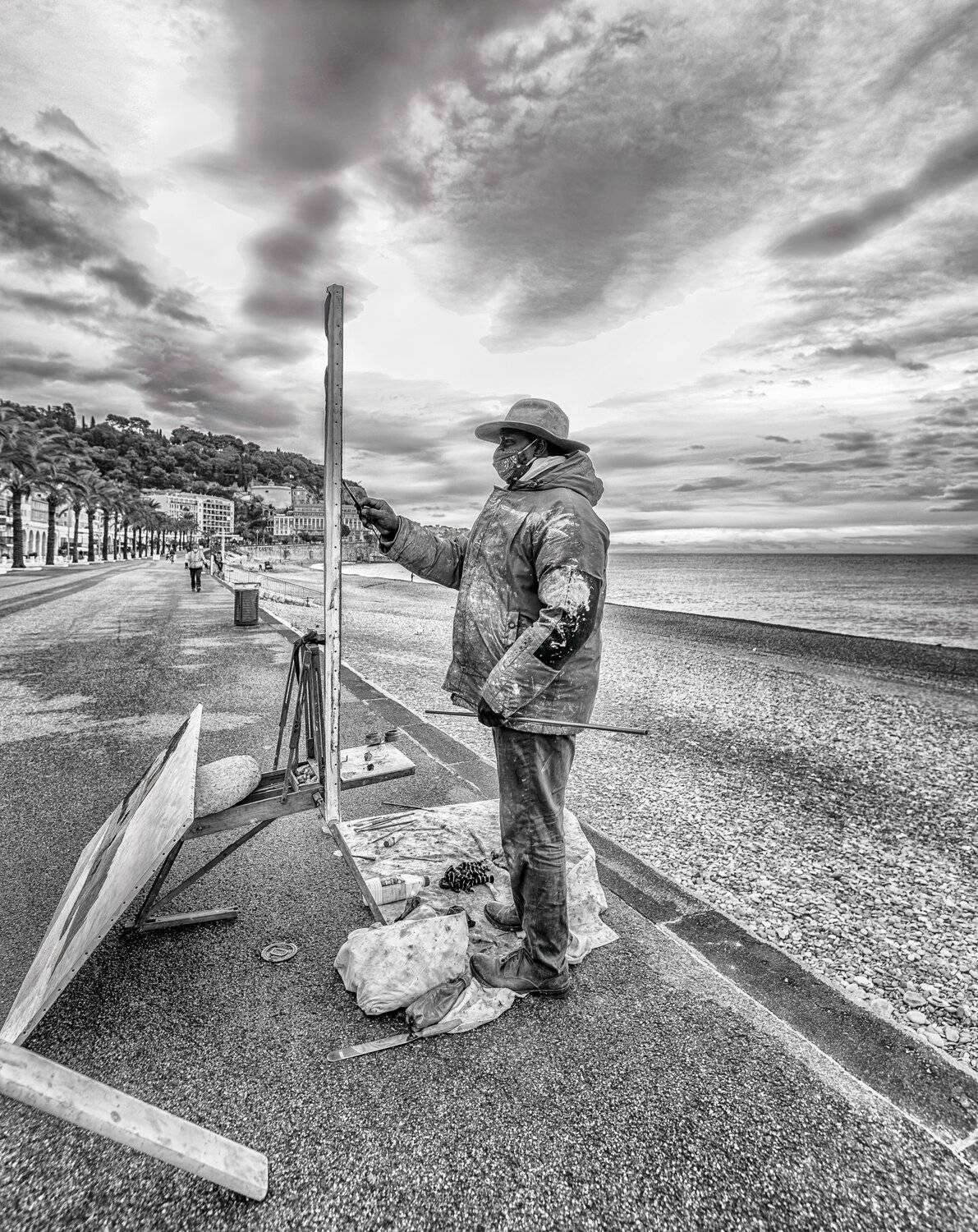 Artist is painting on the street
