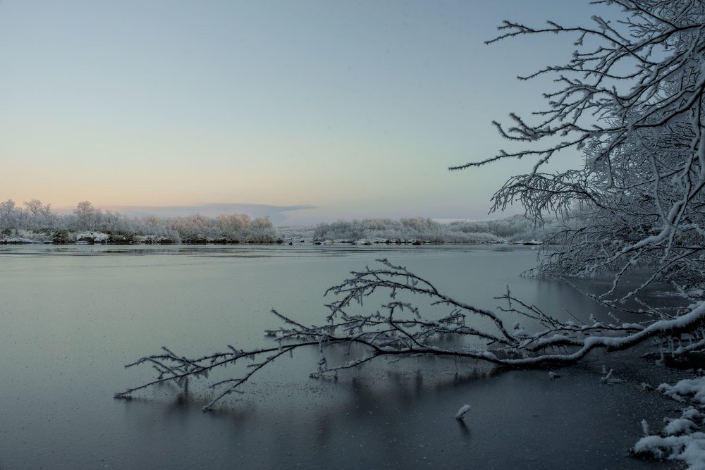 Морозный вечер на реке Териберка