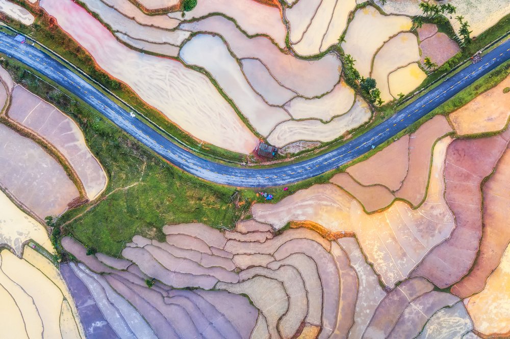 The road through the terraces