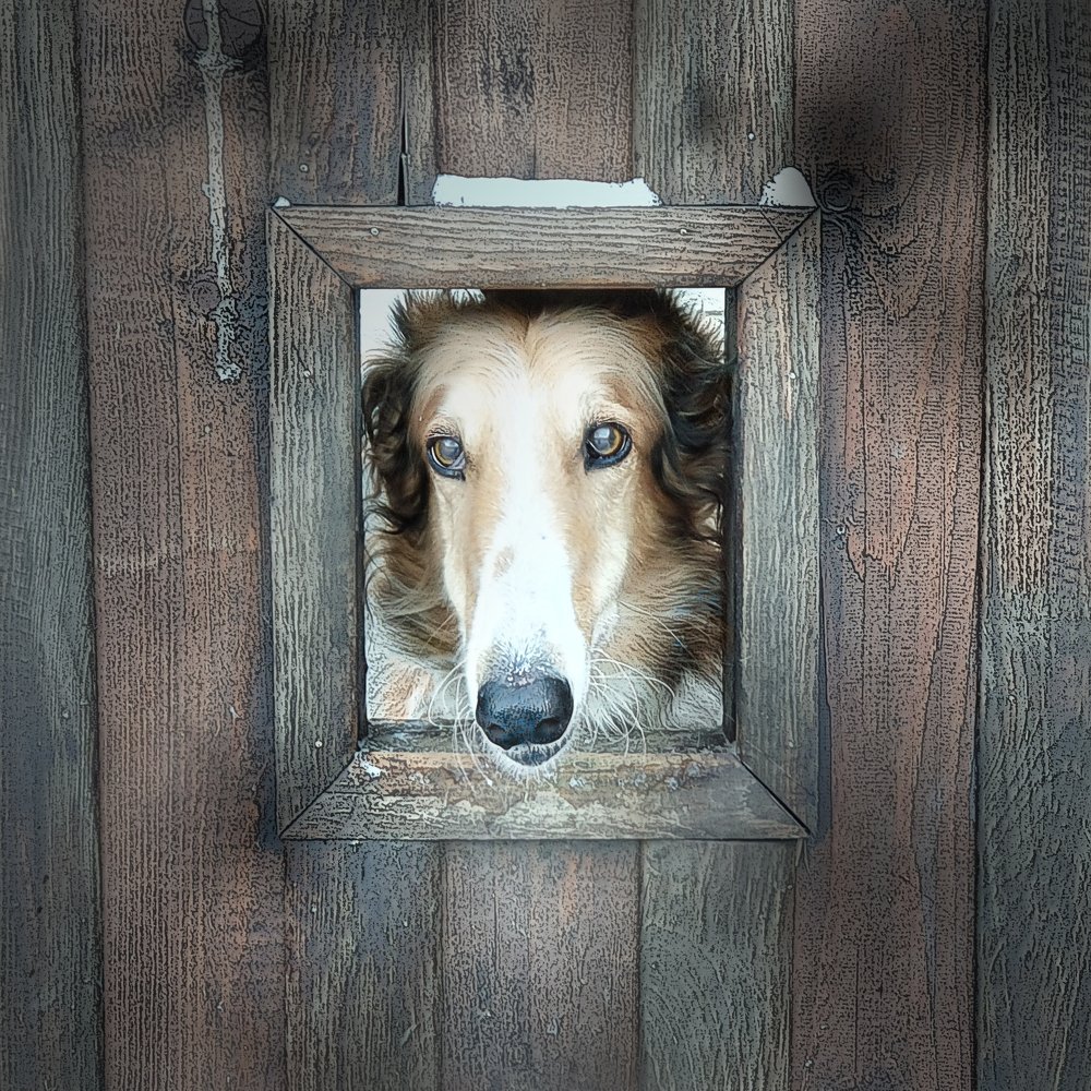 Портрет борзой в рамке