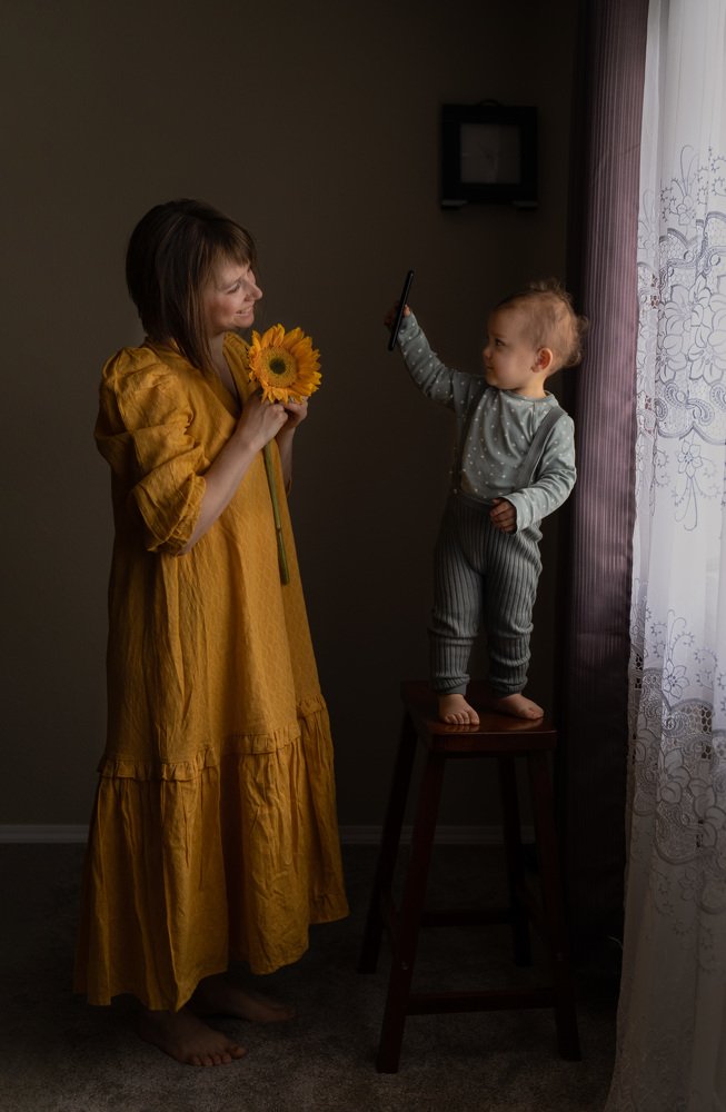 Baby captures his mom