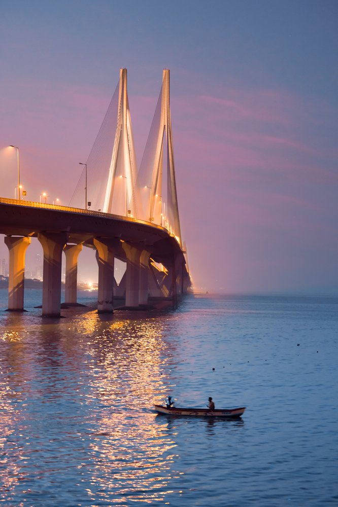 Sunrise at the Bandra Sea link.