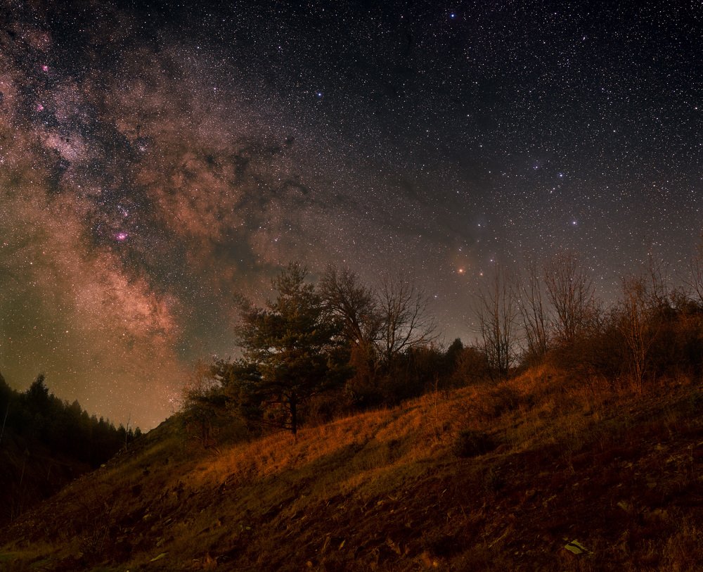 Night sky light from Dark park Poloniny, Slovakia