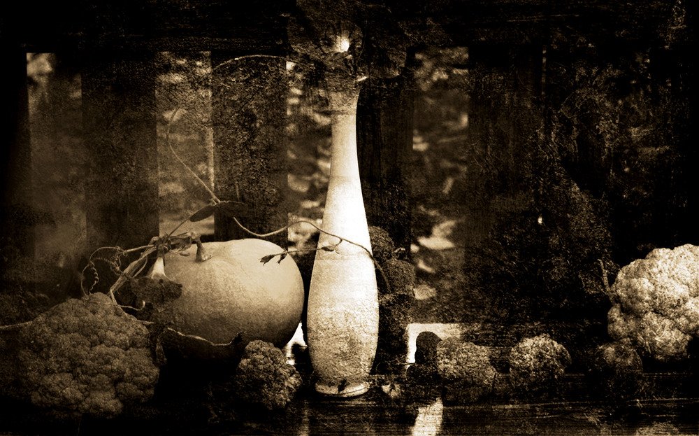 натюрморт с цветной капустой и тыквой