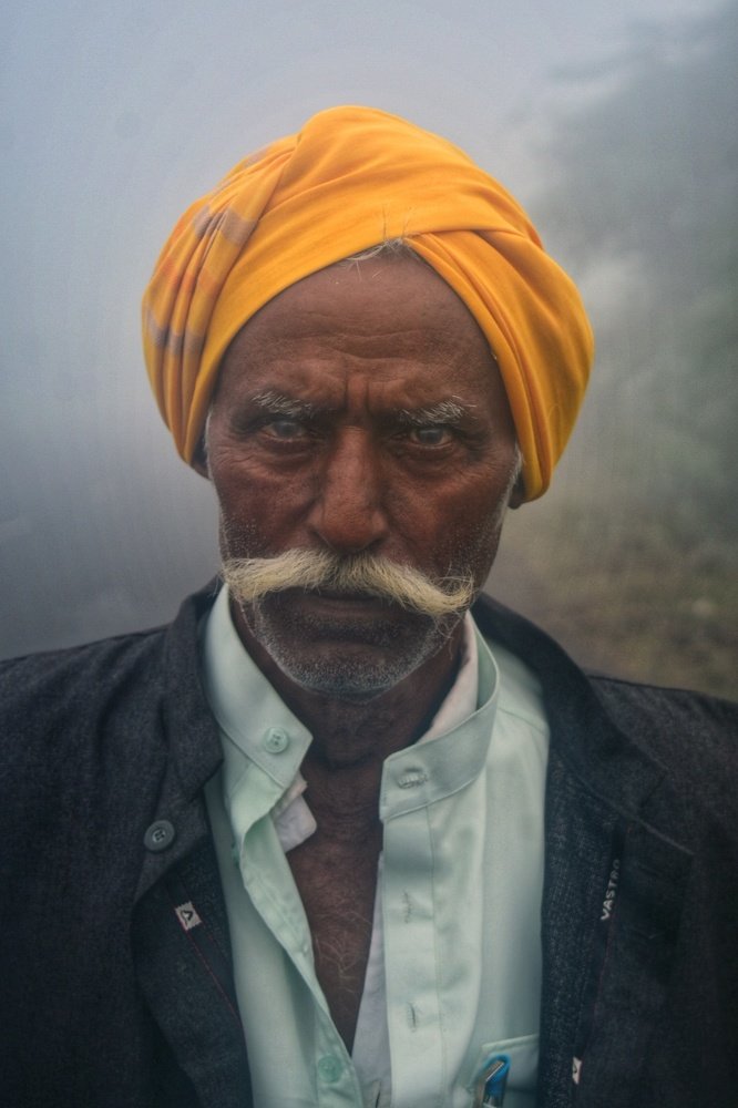 Colourful Portrait with intense cataract eyes