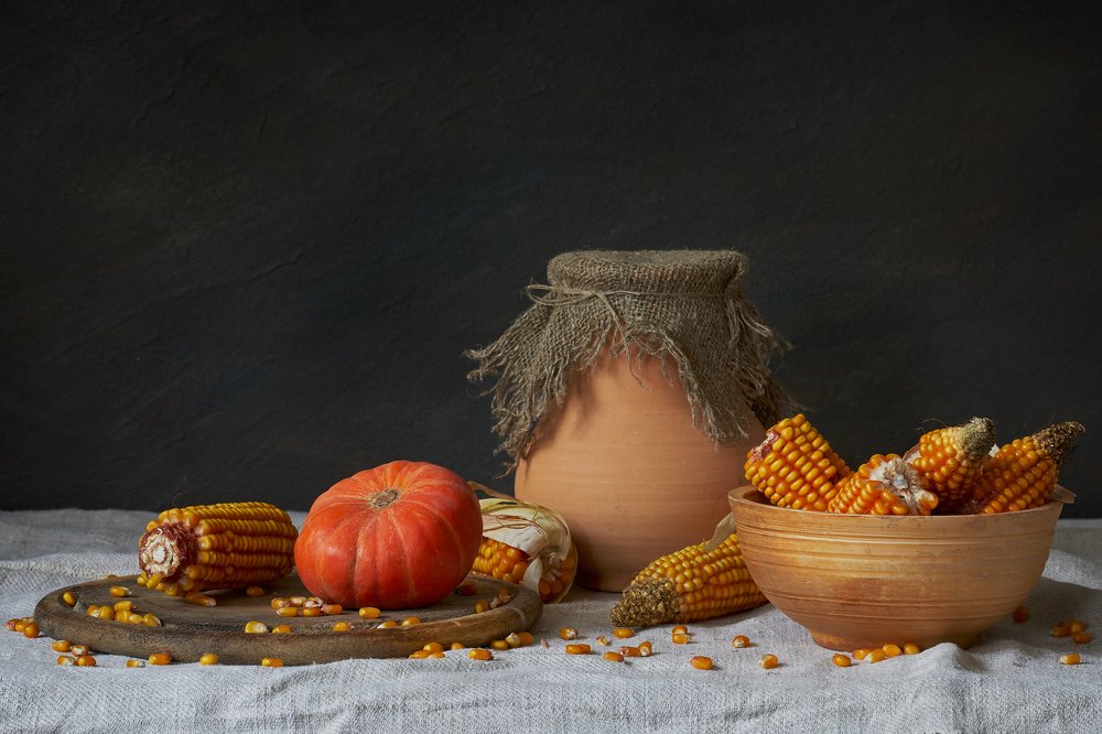 Harvest. Still life in a rustic style.