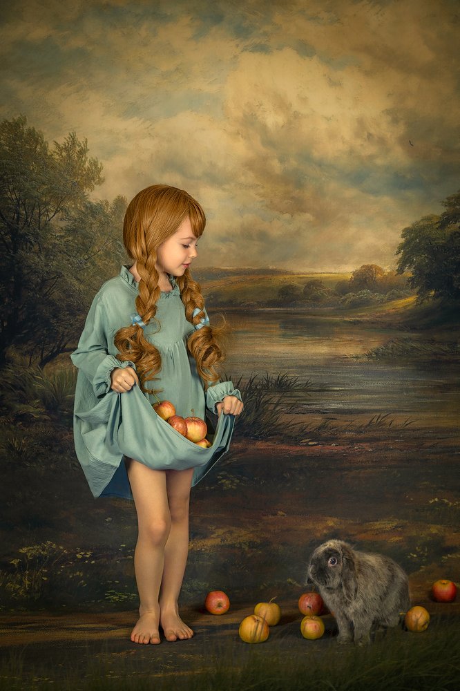 Girl with apples