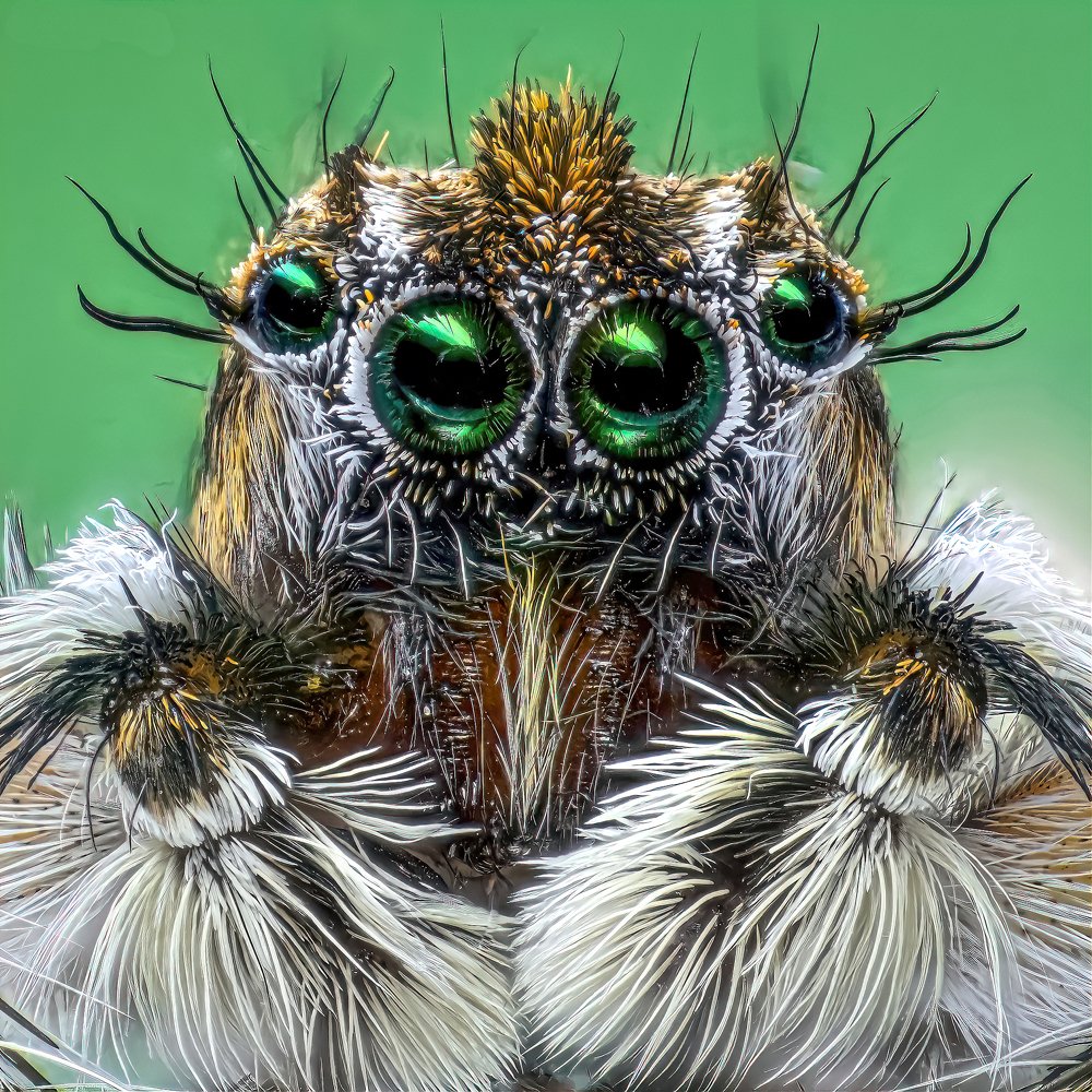 Male Jumping Spider Green Eyes