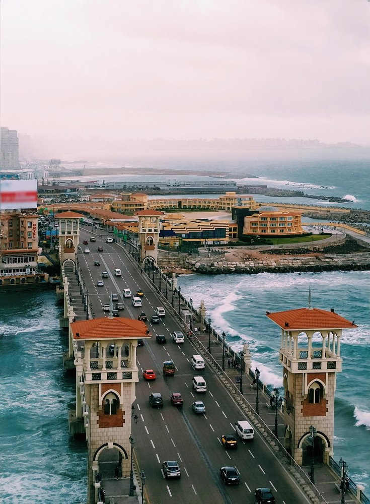 High shot of stanley bridge in Alexandria