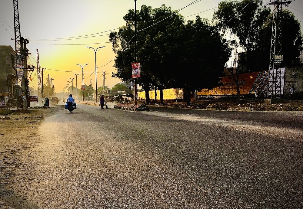 City road at evening