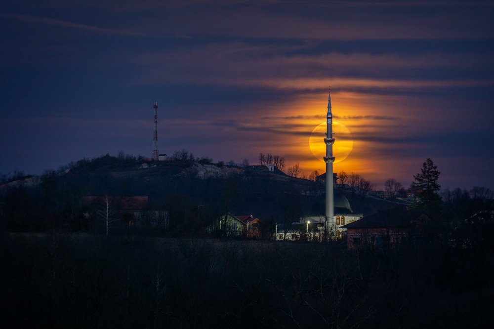Supermoon over mosque